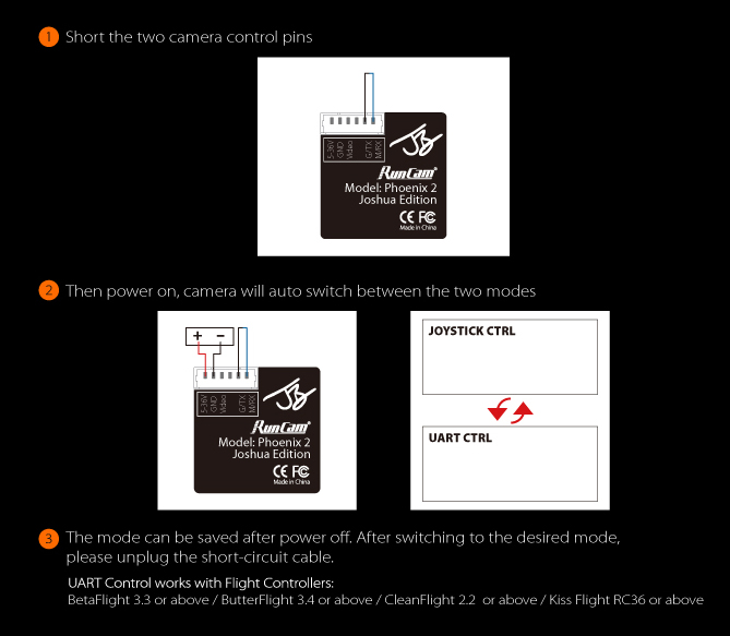 RunCam Phoenix 2 control mode