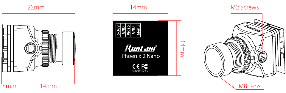 RunCam Phoenix Nano 2 розміри