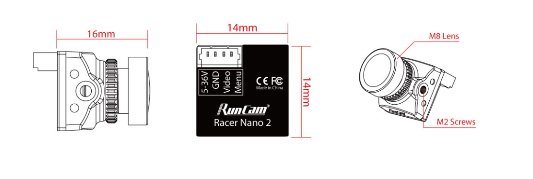 RunCam Racer Nano 2 розміри